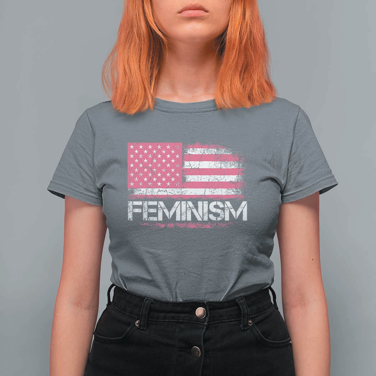 Feminism Feminist Pink American Flag T Shirt For Women Patriotic Womens Rights