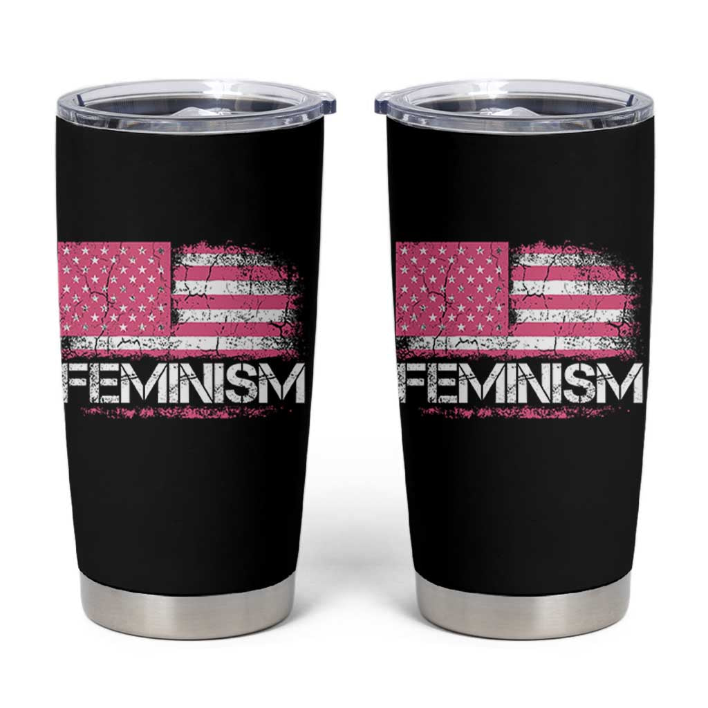 Feminism Feminist Pink American Flag Tumbler Cup Patriotic Womens Rights