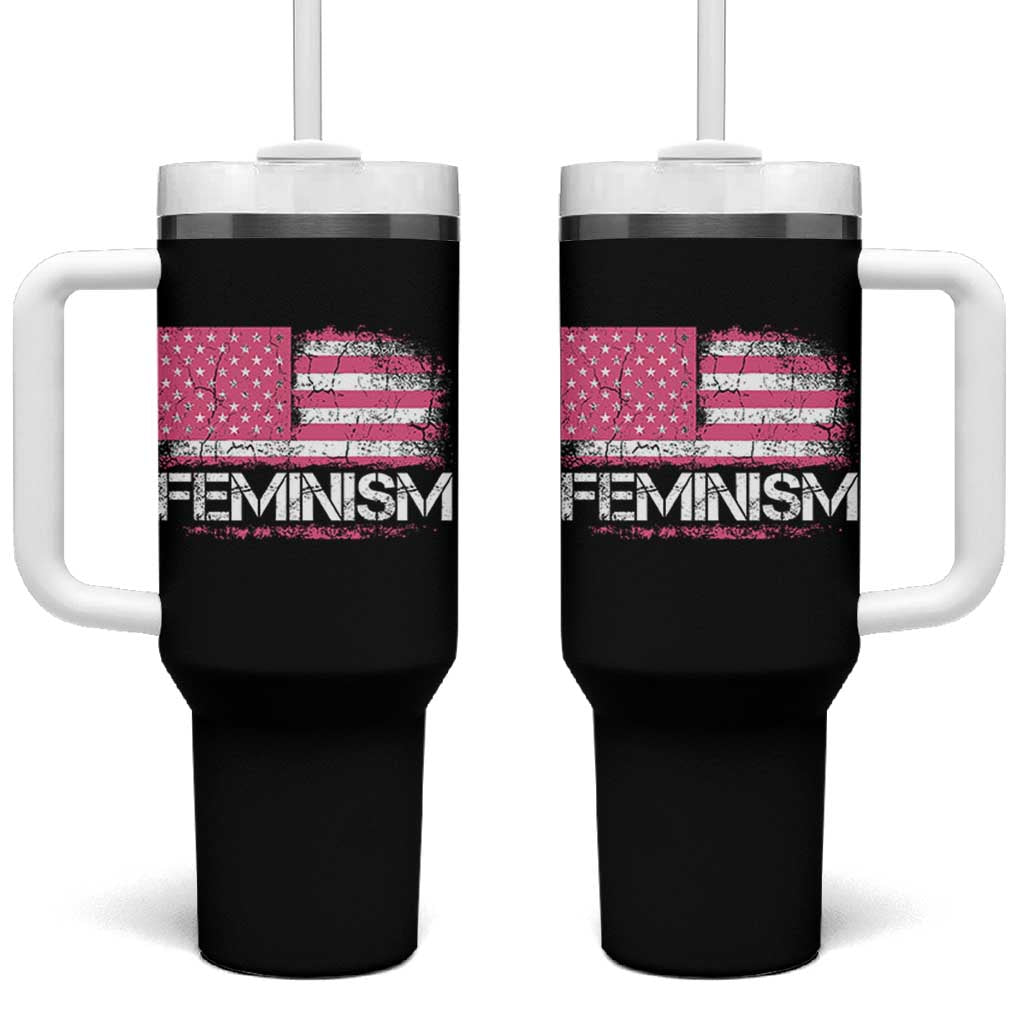 Feminism Feminist Pink American Flag Tumbler With Handle Patriotic Womens Rights