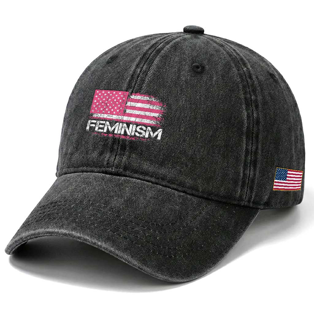 Feminism Feminist Pink American Flag Washed Cotton Baseball Cap Patriotic Womens Rights