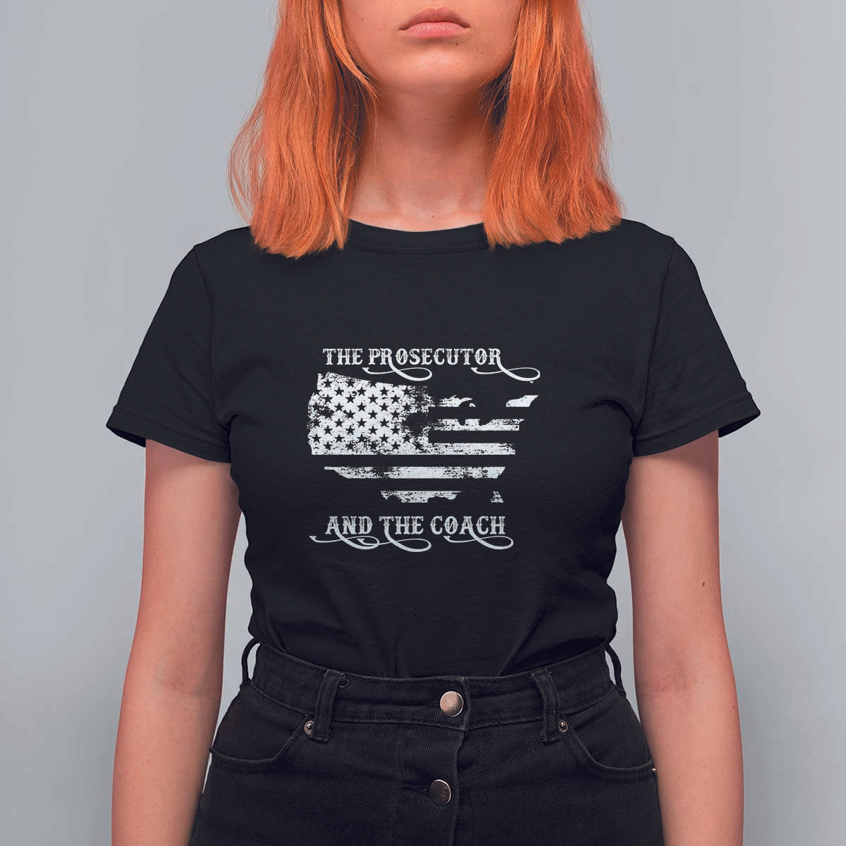 Harris Walz 2024 T Shirt For Women The Prosecutor And The Coach Vintage American Flag - Wonder Print Shop