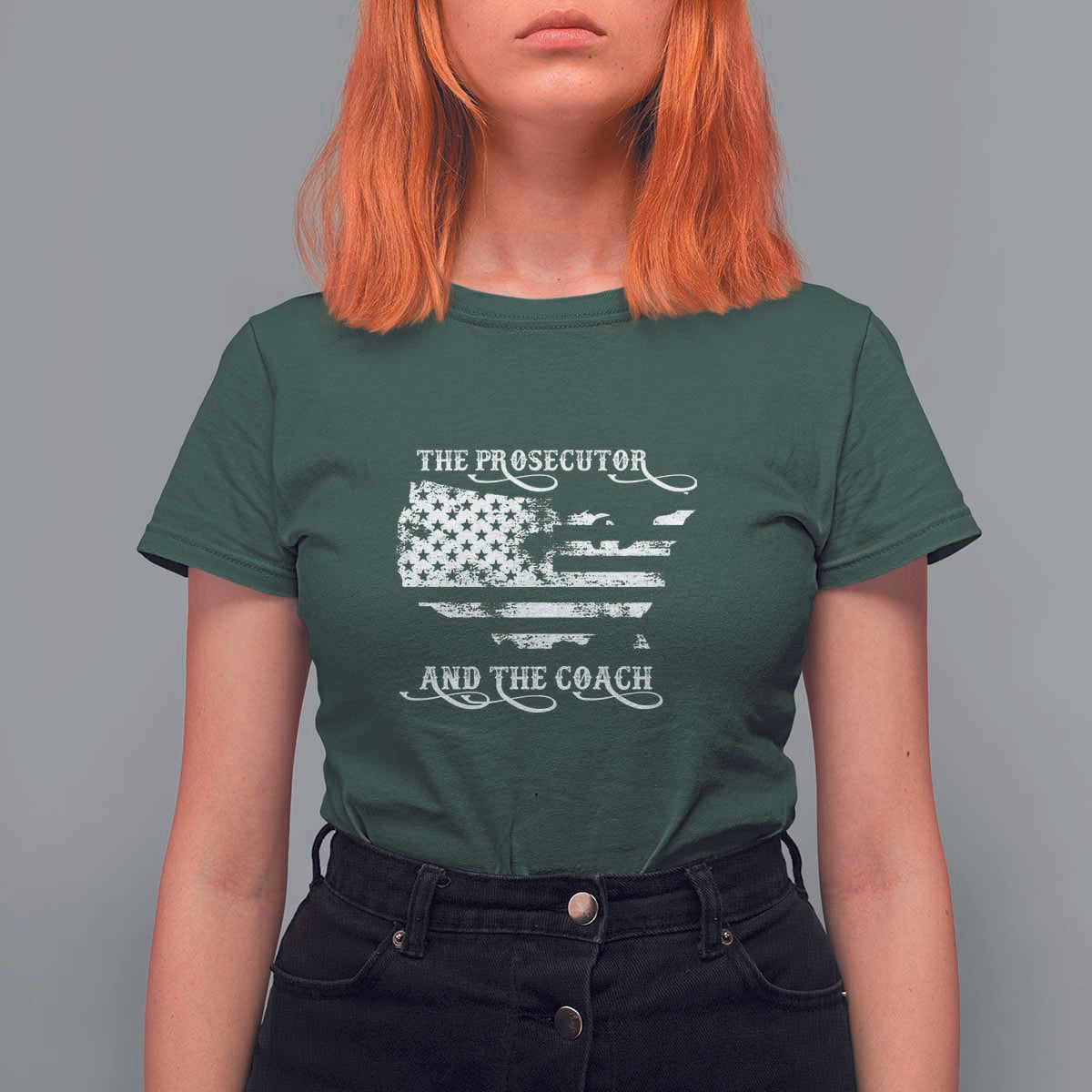 Harris Walz 2024 T Shirt For Women The Prosecutor And The Coach Vintage American Flag - Wonder Print Shop