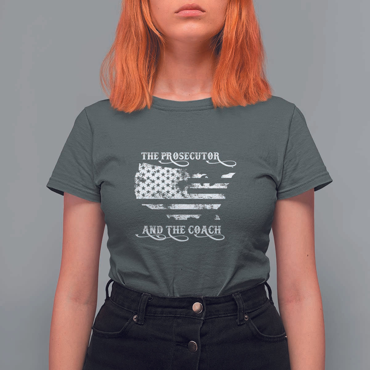 Harris Walz 2024 T Shirt For Women The Prosecutor And The Coach Vintage American Flag - Wonder Print Shop