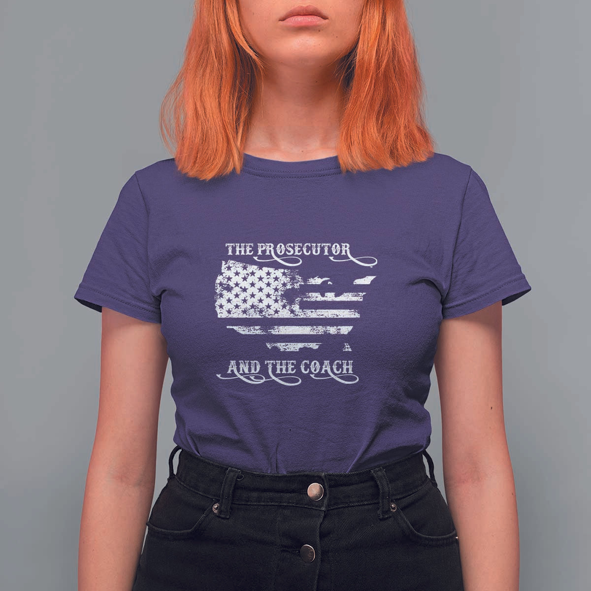 Harris Walz 2024 T Shirt For Women The Prosecutor And The Coach Vintage American Flag - Wonder Print Shop