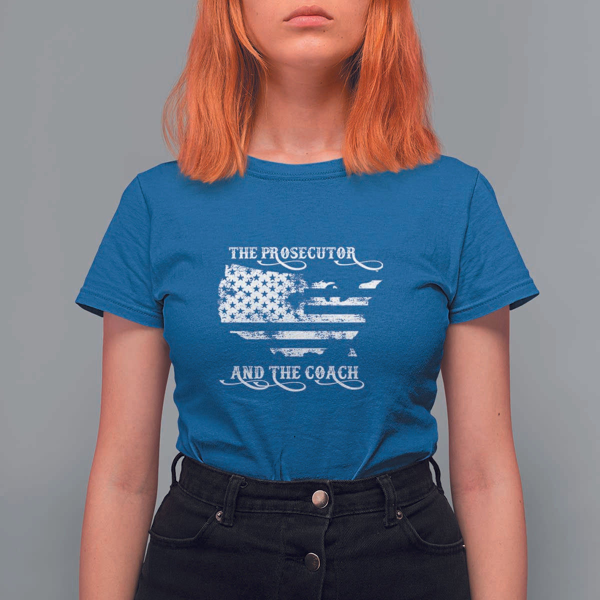 Harris Walz 2024 T Shirt For Women The Prosecutor And The Coach Vintage American Flag - Wonder Print Shop