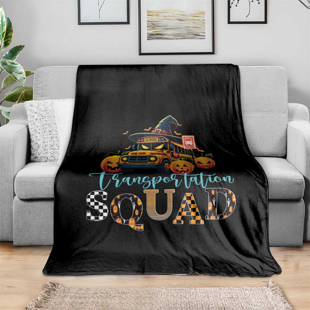 Halloween School Bus Driver Throw Blanket Transportation Squad Pumpkin Witch - Wonder Print Shop
