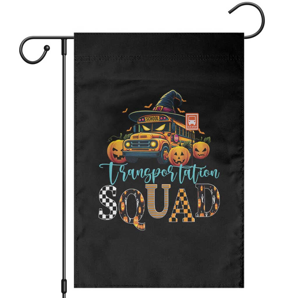 Halloween School Bus Driver Garden Flag Transportation Squad Pumpkin Witch - Wonder Print Shop