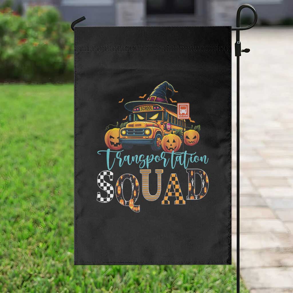 Halloween School Bus Driver Garden Flag Transportation Squad Pumpkin Witch - Wonder Print Shop
