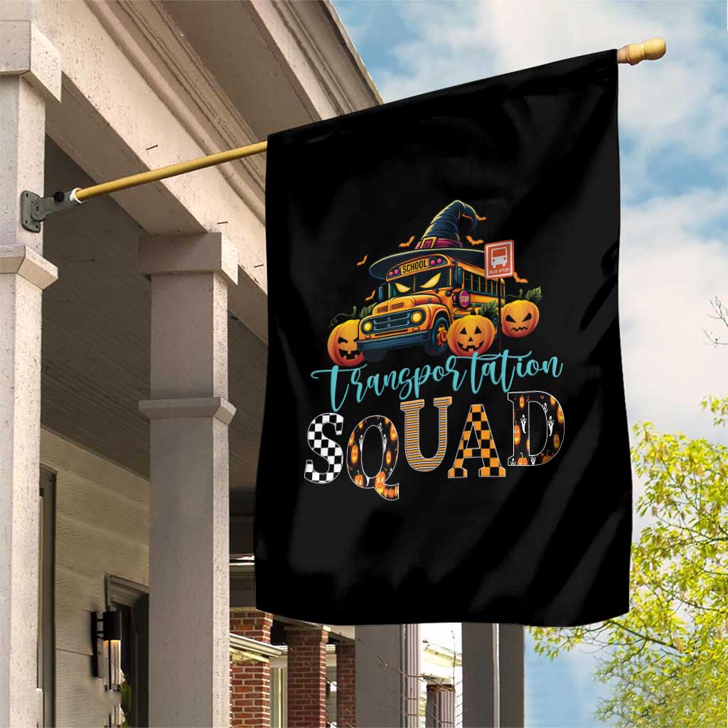 Halloween School Bus Driver Garden Flag Transportation Squad Pumpkin Witch - Wonder Print Shop