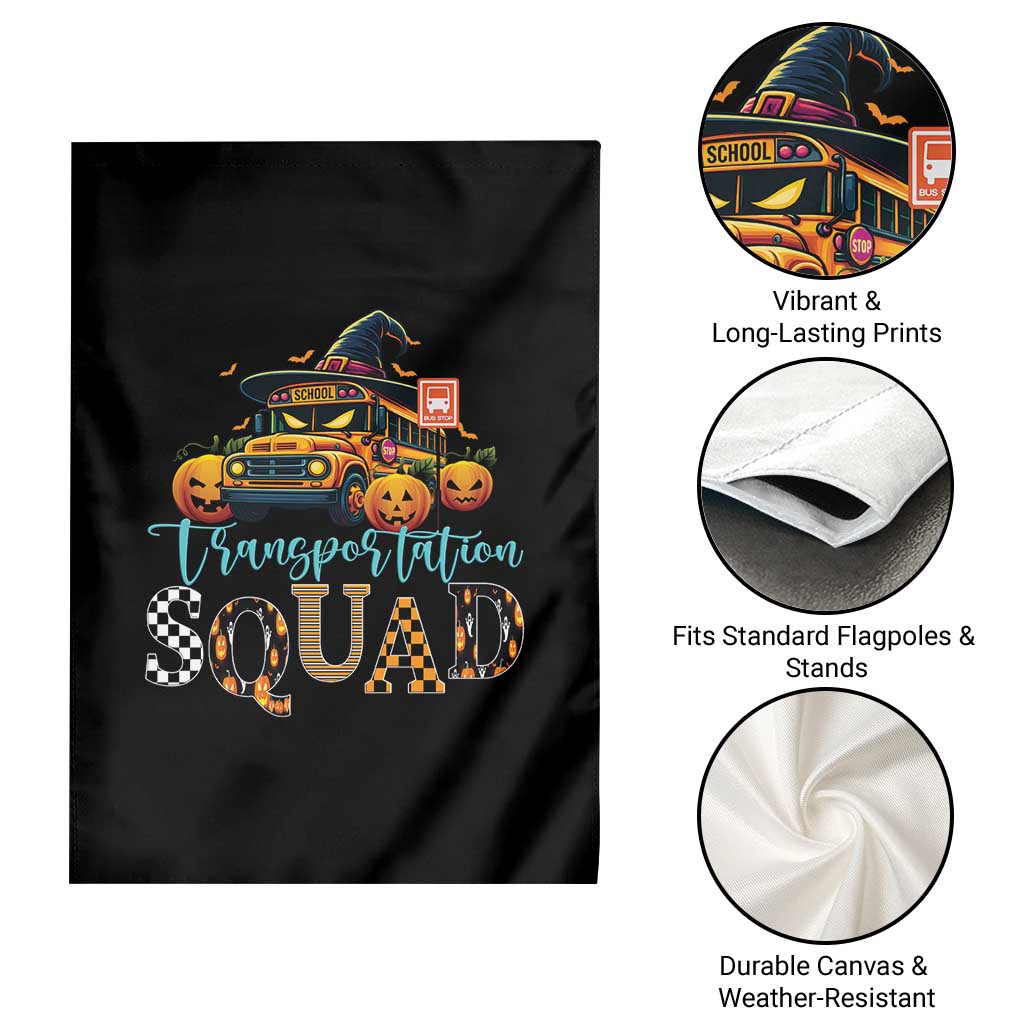 Halloween School Bus Driver Garden Flag Transportation Squad Pumpkin Witch - Wonder Print Shop