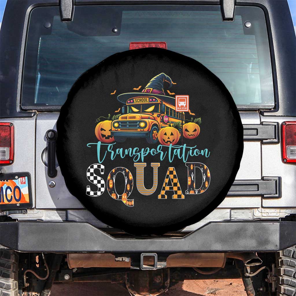 Halloween School Bus Driver Spare Tire Cover Transportation Squad Pumpkin Witch - Wonder Print Shop
