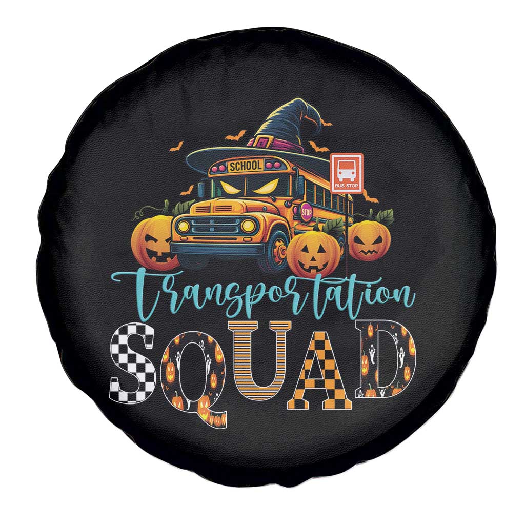 Halloween School Bus Driver Spare Tire Cover Transportation Squad Pumpkin Witch - Wonder Print Shop