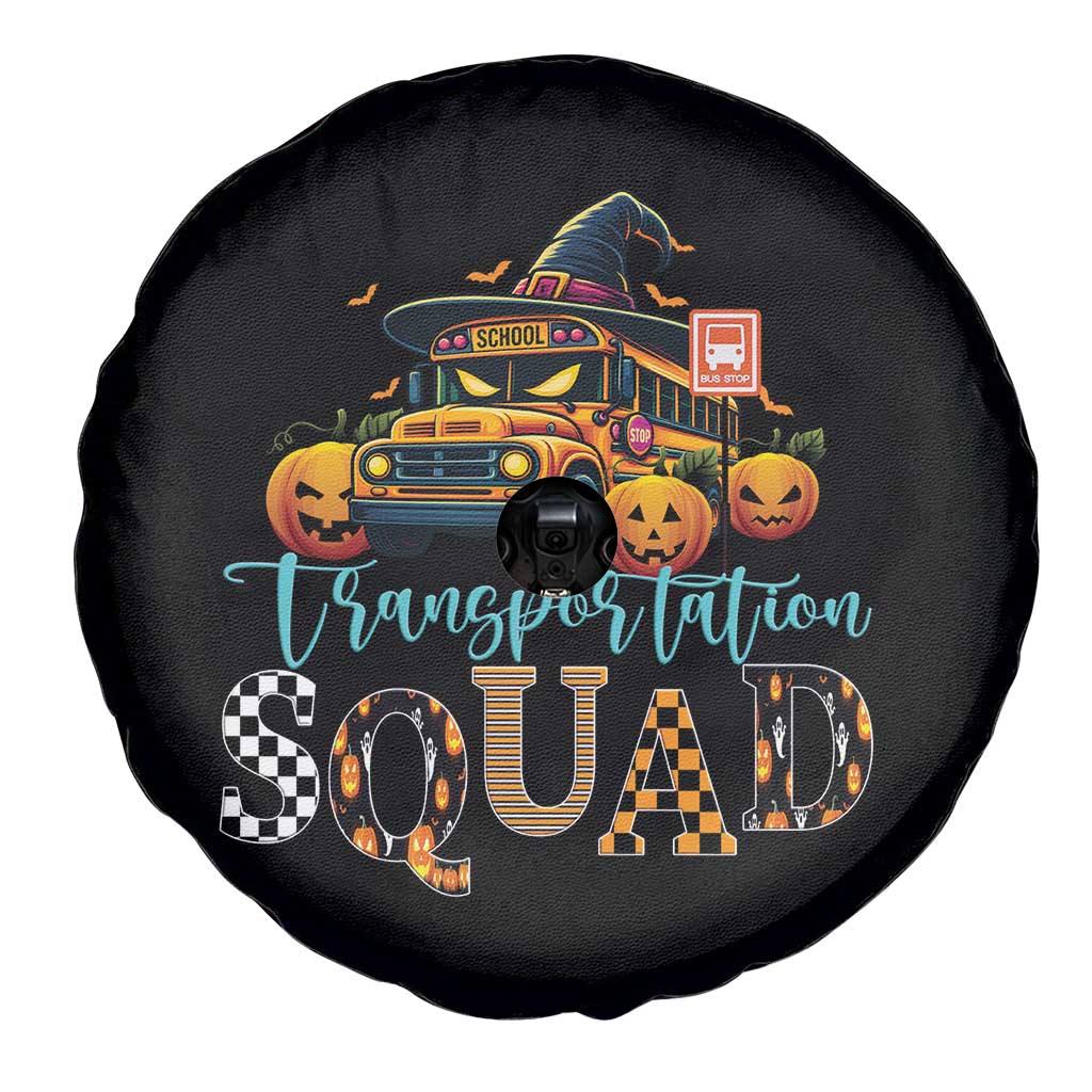 Halloween School Bus Driver Spare Tire Cover Transportation Squad Pumpkin Witch - Wonder Print Shop