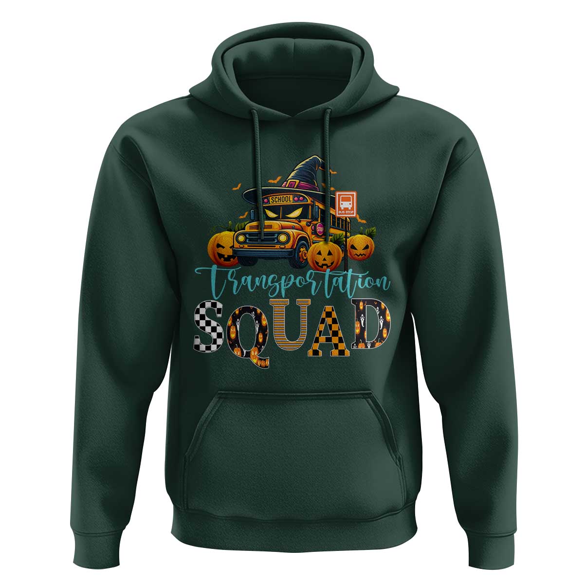 Halloween School Bus Driver Hoodie Transportation Squad Pumpkin Witch - Wonder Print Shop