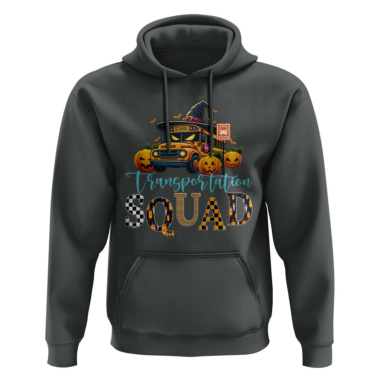 Halloween School Bus Driver Hoodie Transportation Squad Pumpkin Witch - Wonder Print Shop