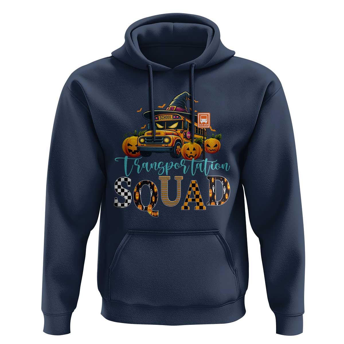 Halloween School Bus Driver Hoodie Transportation Squad Pumpkin Witch - Wonder Print Shop