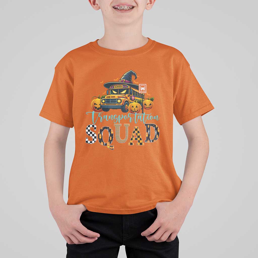 Halloween School Bus Driver T Shirt For Kid Transportation Squad Pumpkin Witch - Wonder Print Shop