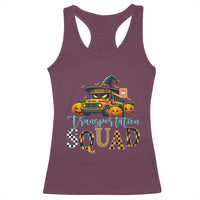 Halloween School Bus Driver Racerback Tank Top Transportation Squad Pumpkin Witch - Wonder Print Shop