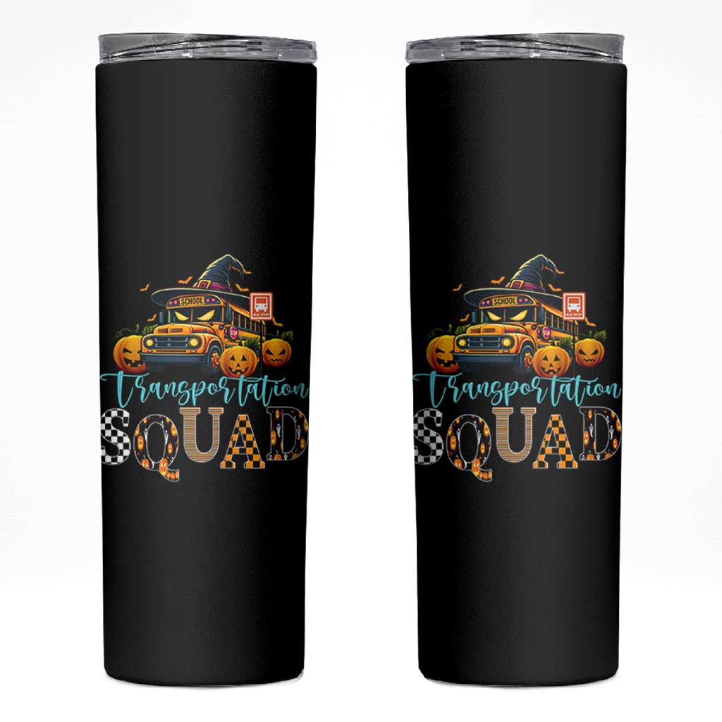 Halloween School Bus Driver Skinny Tumbler Transportation Squad Pumpkin Witch - Wonder Print Shop