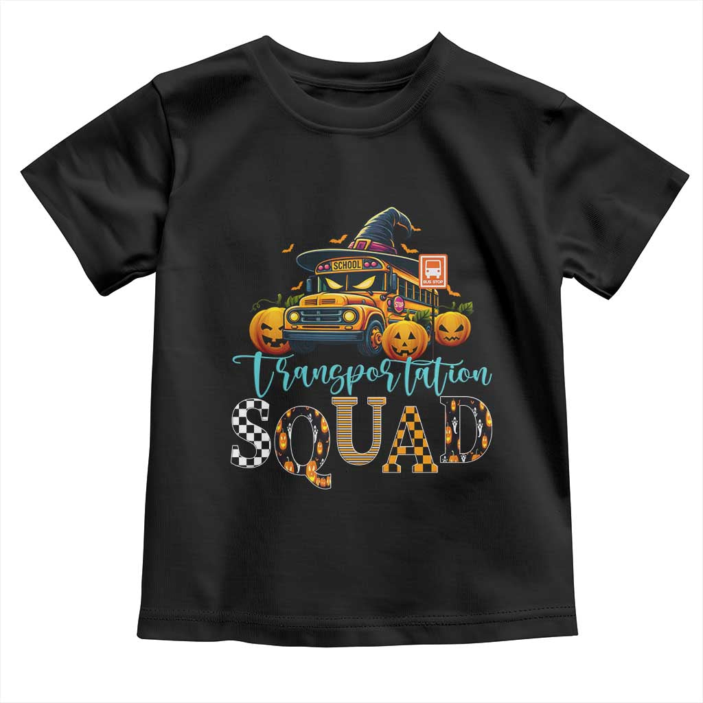 Halloween School Bus Driver Toddler T Shirt Transportation Squad Pumpkin Witch - Wonder Print Shop