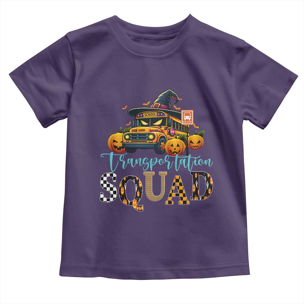 Halloween School Bus Driver Toddler T Shirt Transportation Squad Pumpkin Witch - Wonder Print Shop