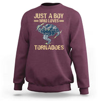 Tornado Chaser Sweatshirt Just A Boy Who Loves Tornadoes Storm Thunder - Wonder Print Shop