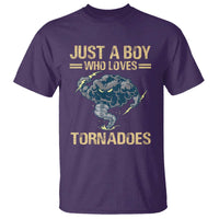 Tornado Chaser T Shirt Just A Boy Who Loves Tornadoes Storm Thunder - Wonder Print Shop