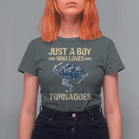 Tornado Chaser T Shirt For Women Just A Boy Who Loves Tornadoes Storm Thunder - Wonder Print Shop