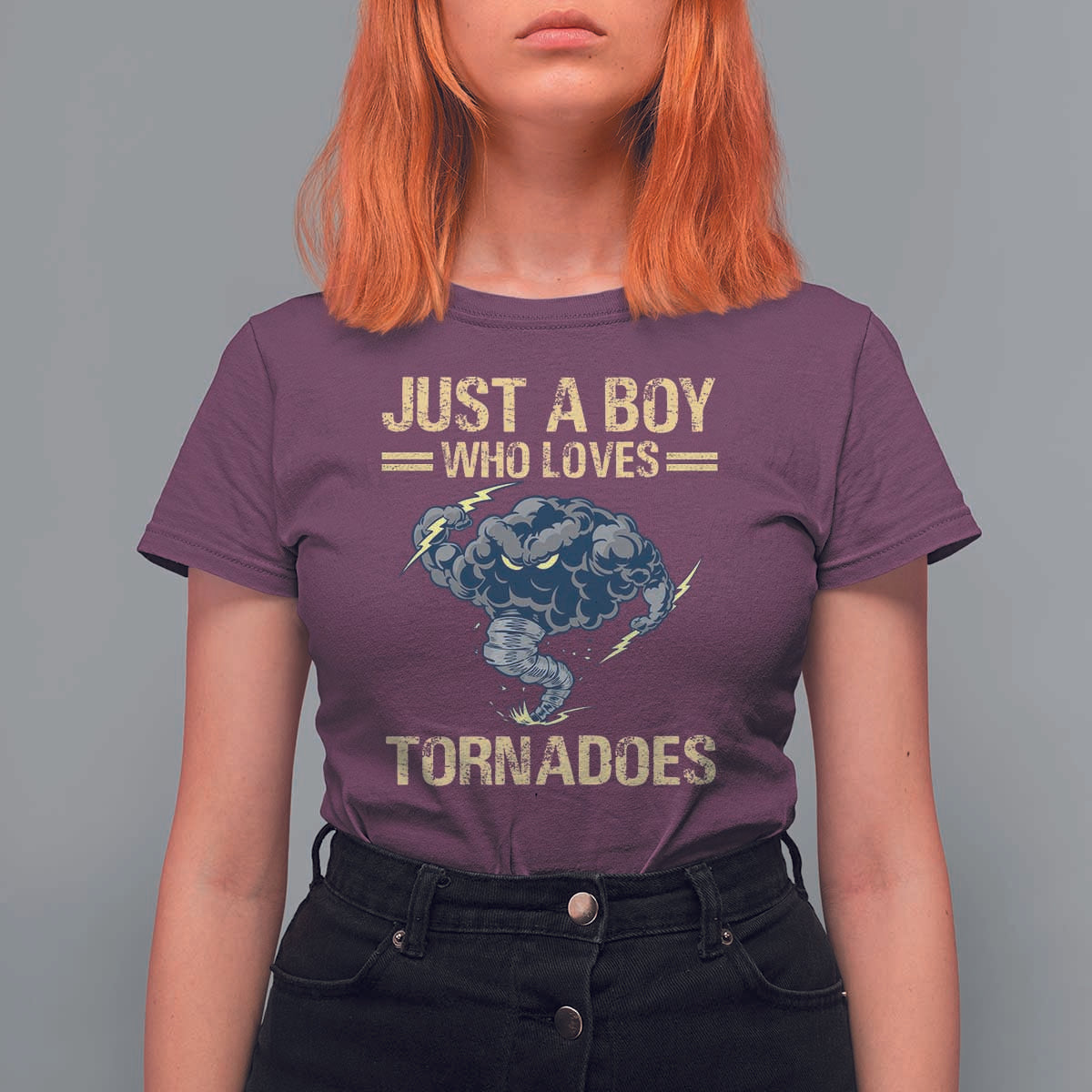 Tornado Chaser T Shirt For Women Just A Boy Who Loves Tornadoes Storm Thunder - Wonder Print Shop