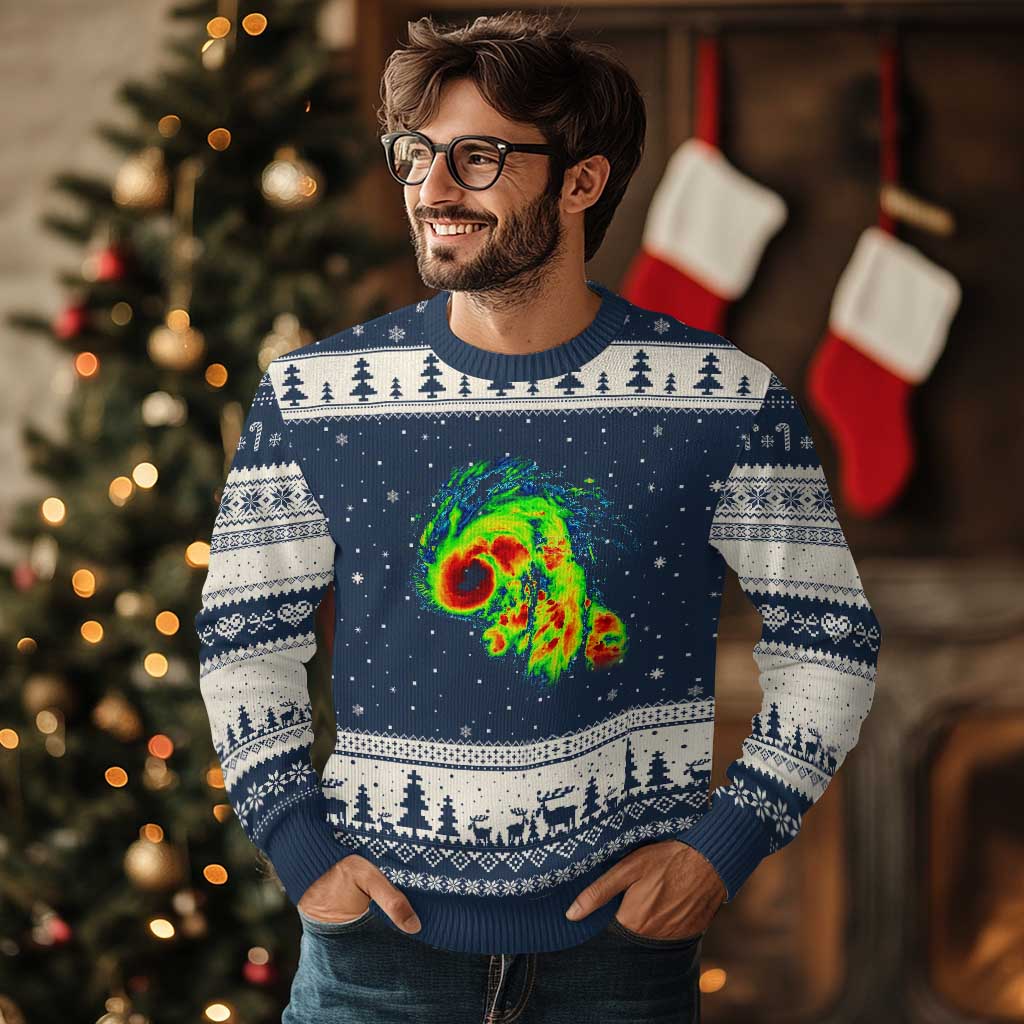 Hurricane Helene Ugly Christmas Sweater Meteorologist Weather Radar Image Storm Chasing - Wonder Print Shop