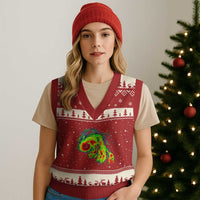 Hurricane Helene V-Neck Knit Sweater Vest Meteorologist Weather Radar Image Storm Chasing - Wonder Print Shop
