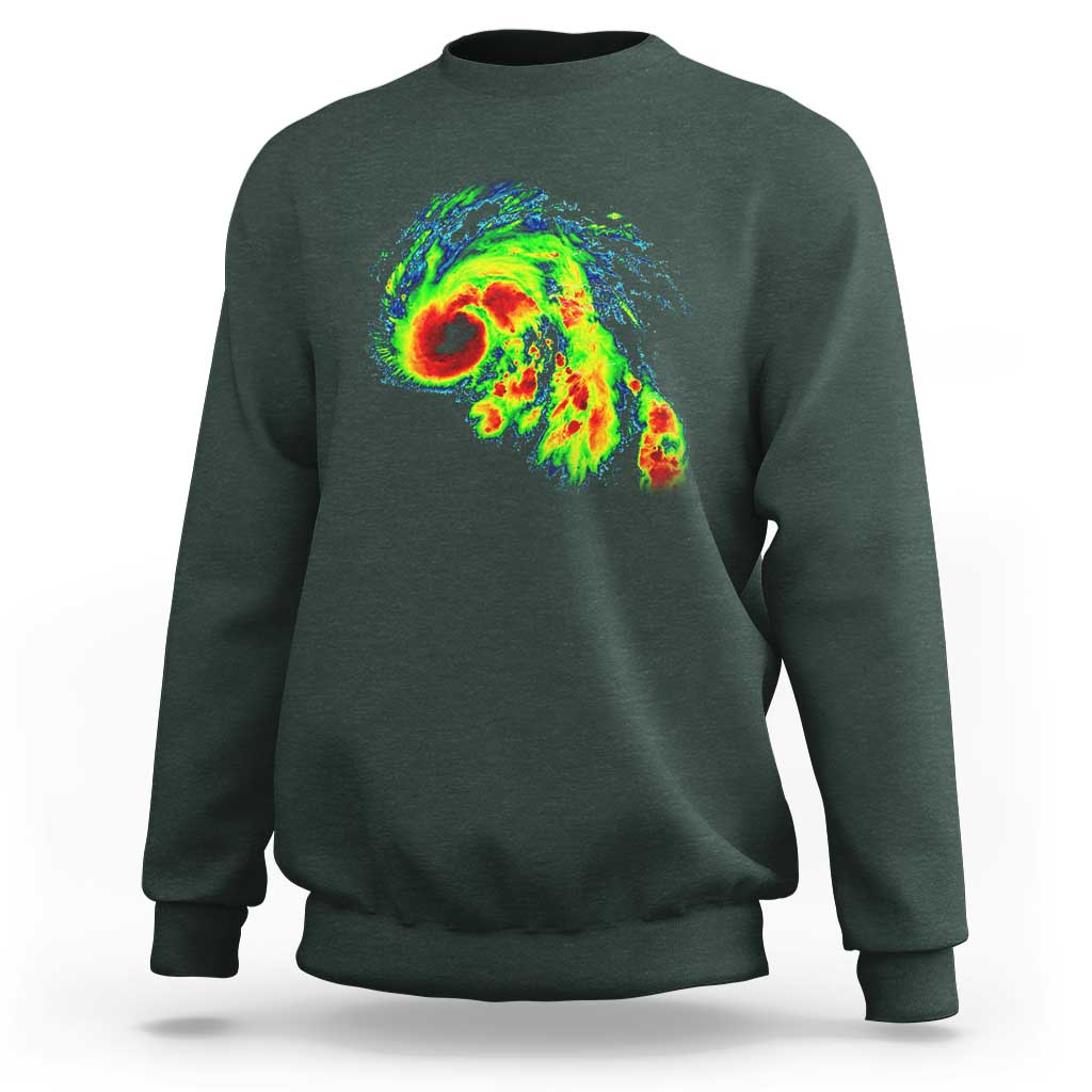 Hurricane Helene Sweatshirt Meteorologist Weather Radar Image Storm Chasing - Wonder Print Shop