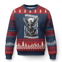 Saint Michael Protect Us In Battle Ugly Christmas Sweater American Flag Catholic Christian Faith - Wonder Print Shop