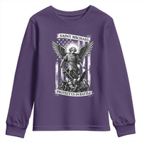 Saint Michael Protect Us In Battle Youth Sweatshirt American Flag Catholic Christian Faith - Wonder Print Shop