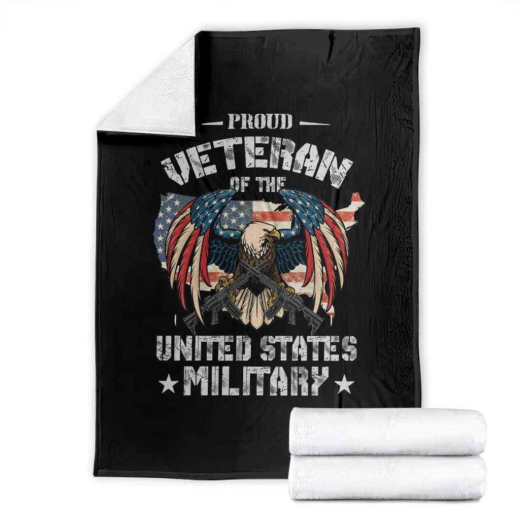Proud Veteran Of The Military Throw Blanket Veteran's Day Eagle American Flag - Wonder Print Shop