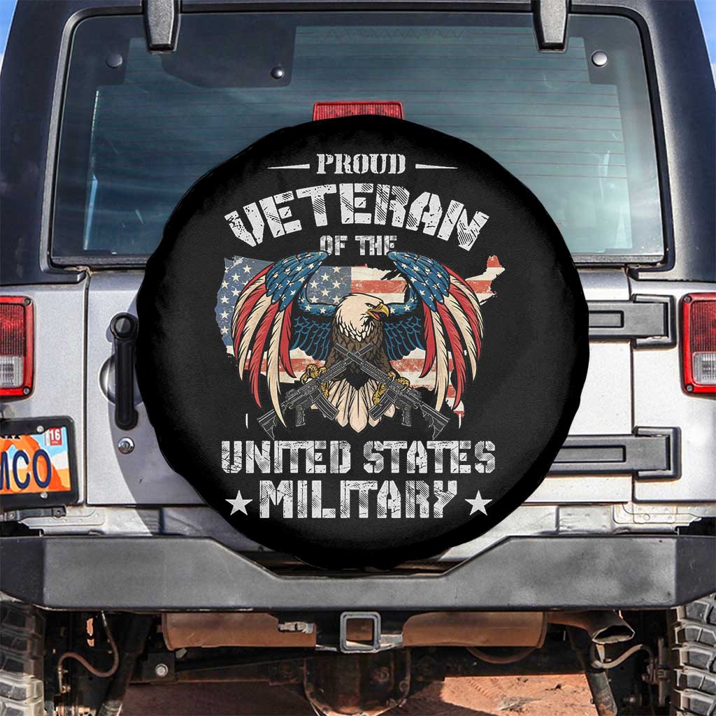 Proud Veteran Of The Military Spare Tire Cover Veteran's Day Eagle American Flag - Wonder Print Shop
