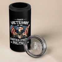 Proud Veteran Of The Military 4 in 1 Can Cooler Tumbler Veteran's Day Eagle American Flag - Wonder Print Shop