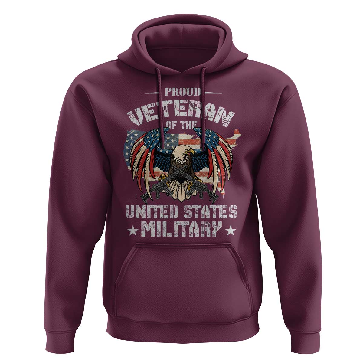 Proud Veteran Of The Military Hoodie Veteran's Day Eagle American Flag - Wonder Print Shop