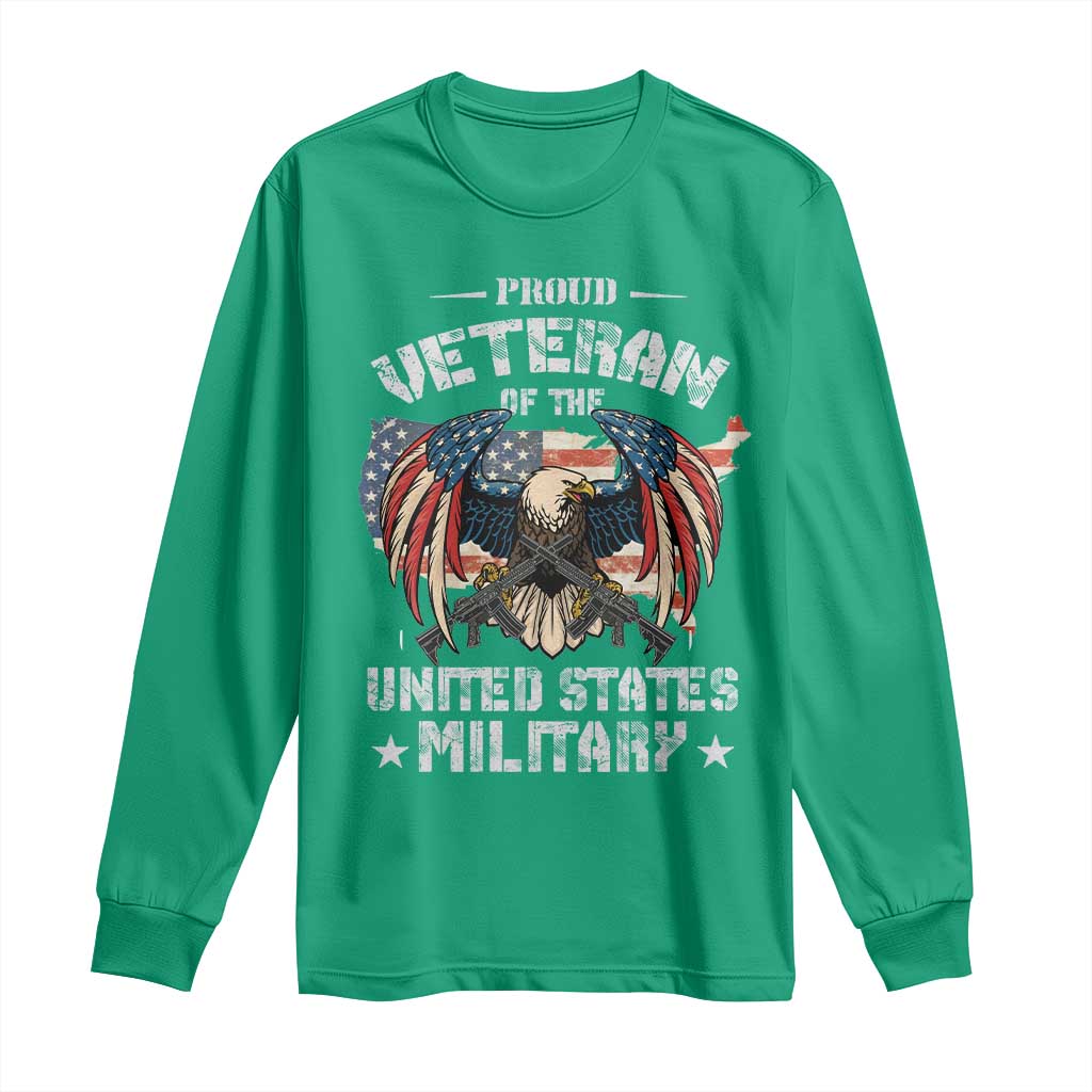 Proud Veteran Of The Military Long Sleeve Shirt Veteran's Day Eagle American Flag - Wonder Print Shop