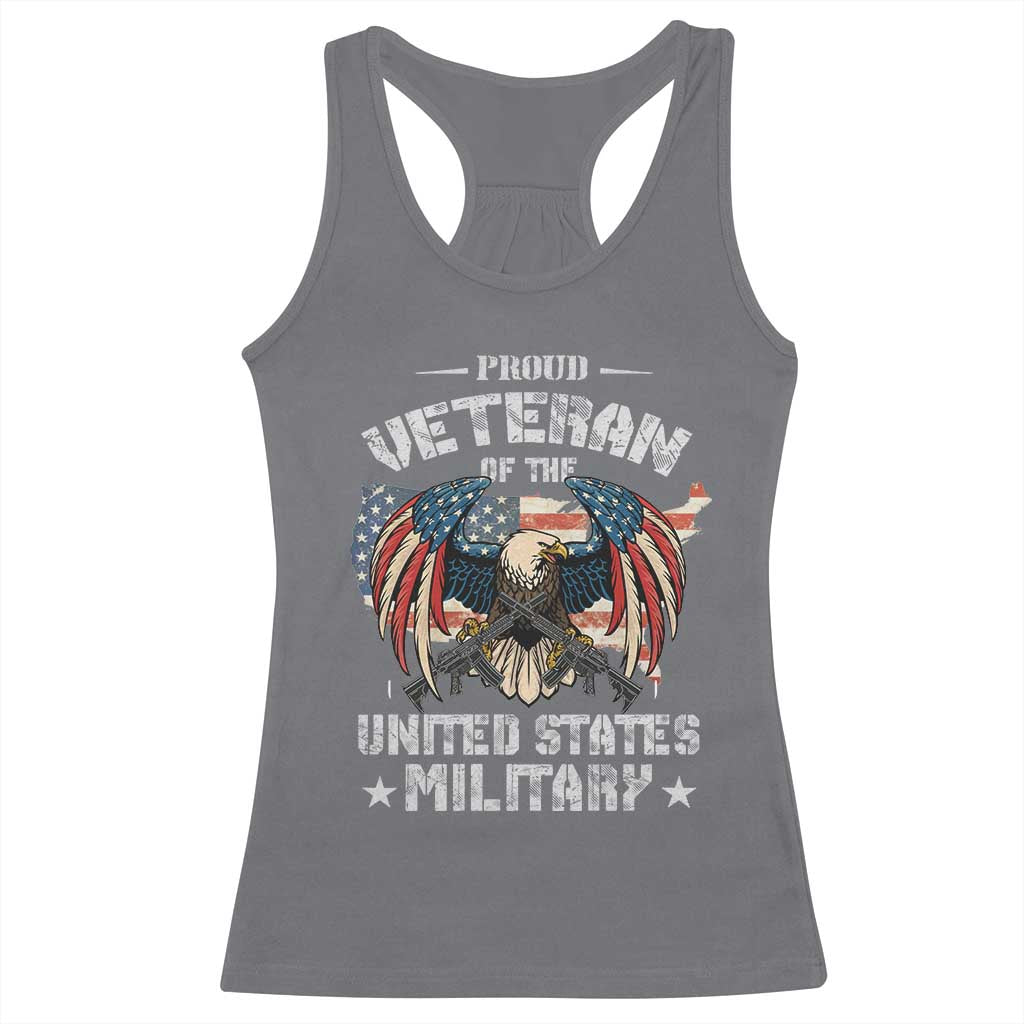 Proud Veteran Of The Military Racerback Tank Top Veteran's Day Eagle American Flag - Wonder Print Shop