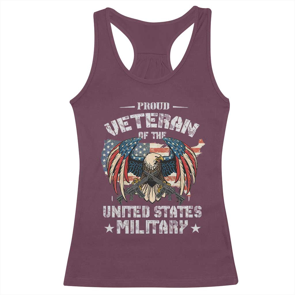 Proud Veteran Of The Military Racerback Tank Top Veteran's Day Eagle American Flag - Wonder Print Shop