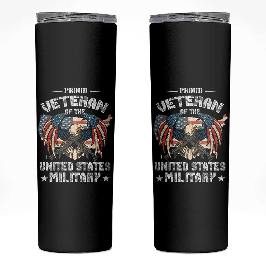 Proud Veteran Of The Military Skinny Tumbler Veteran's Day Eagle American Flag - Wonder Print Shop
