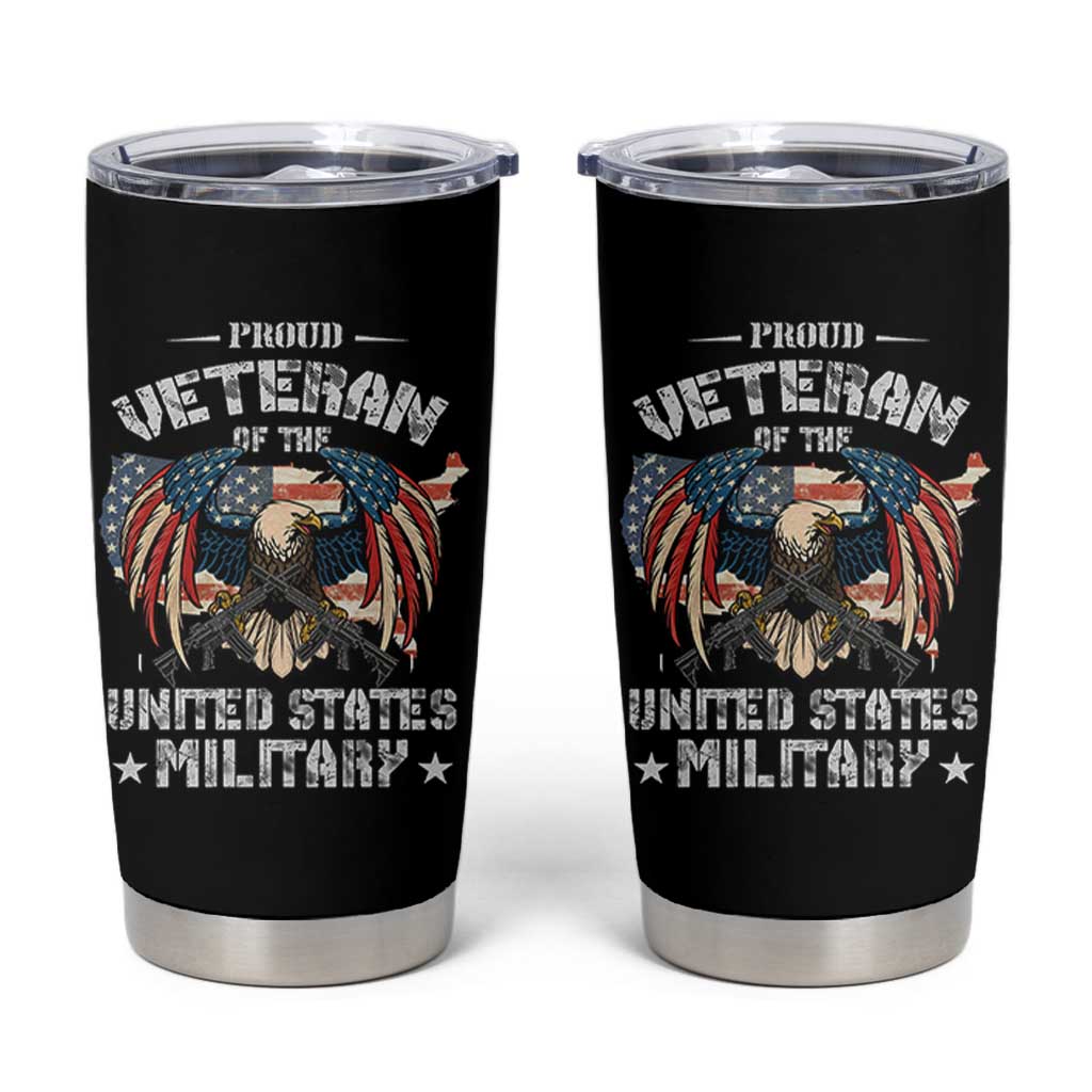 Proud Veteran Of The Military Tumbler Cup Veteran's Day Eagle American Flag - Wonder Print Shop