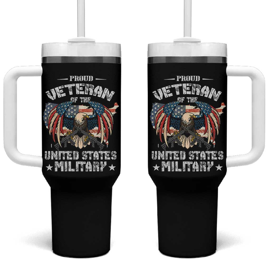 Proud Veteran Of The Military Tumbler With Handle Veteran's Day Eagle American Flag - Wonder Print Shop