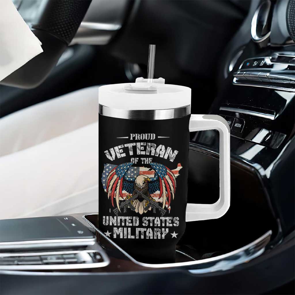 Proud Veteran Of The Military Tumbler With Handle Veteran's Day Eagle American Flag - Wonder Print Shop