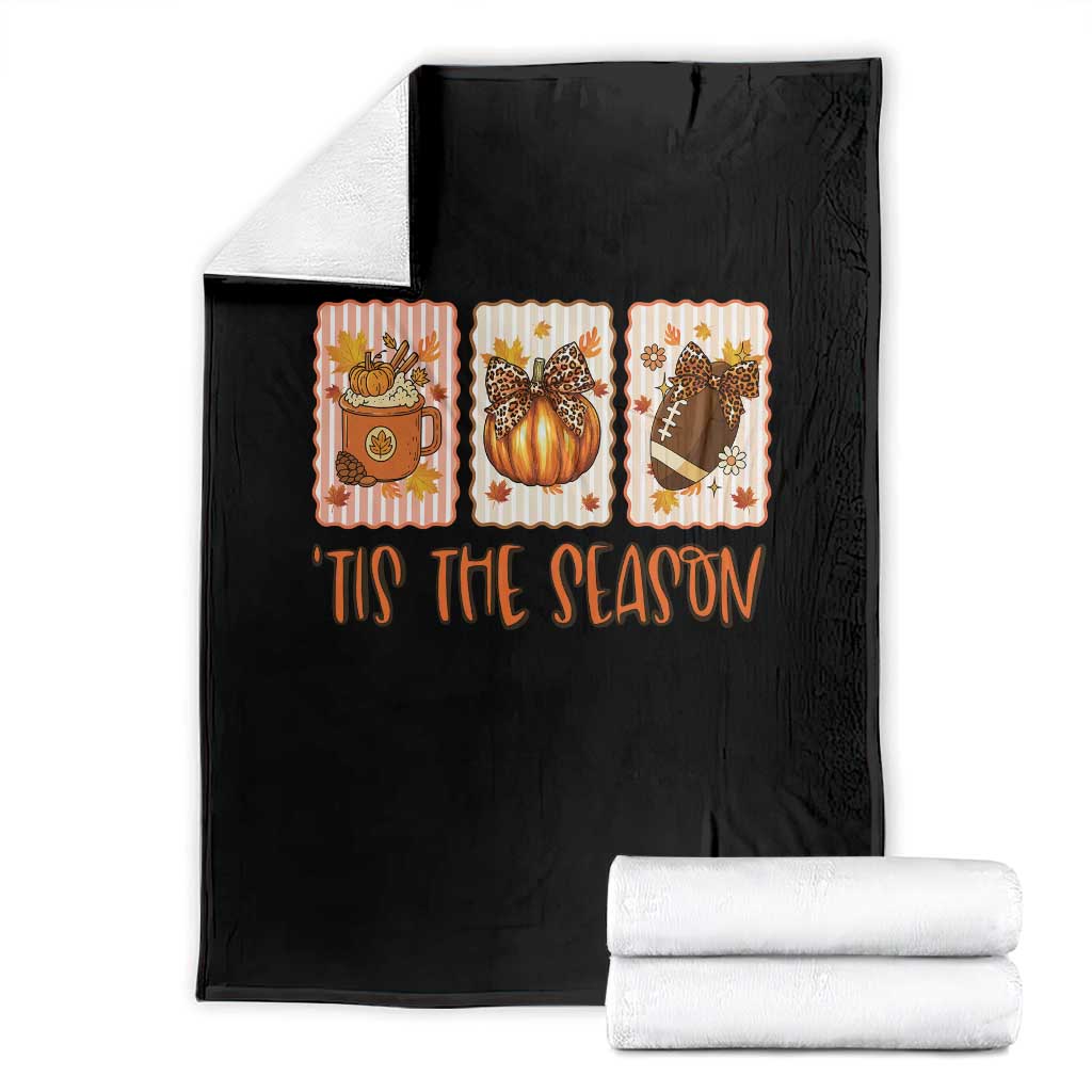 Tis The Season Fall Thanksgiving Throw Blanket American Football Pumpkin Postage Stamps - Wonder Print Shop
