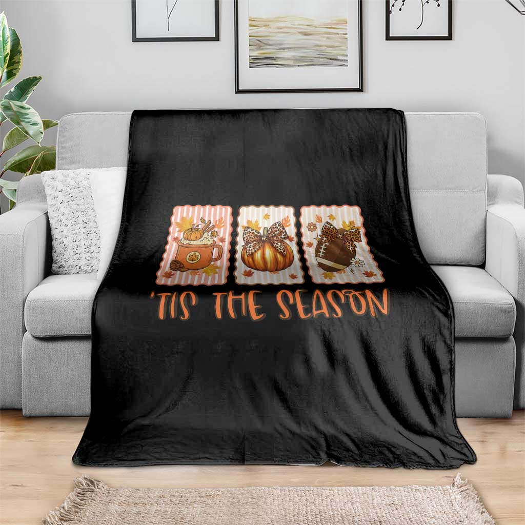 Tis The Season Fall Thanksgiving Throw Blanket American Football Pumpkin Postage Stamps - Wonder Print Shop