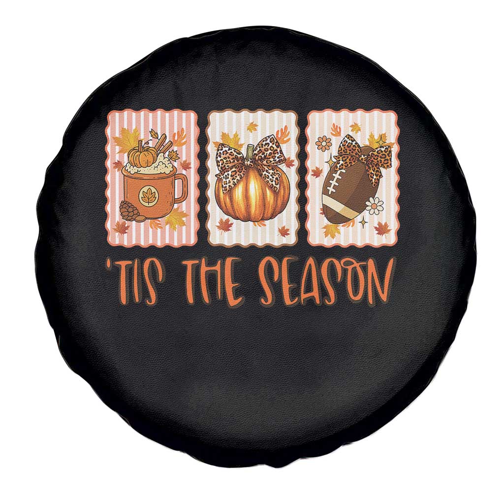 Tis The Season Fall Thanksgiving Spare Tire Cover American Football Pumpkin Postage Stamps - Wonder Print Shop
