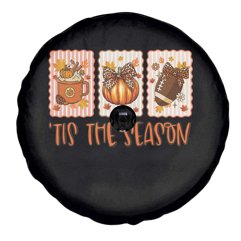 Tis The Season Fall Thanksgiving Spare Tire Cover American Football Pumpkin Postage Stamps - Wonder Print Shop