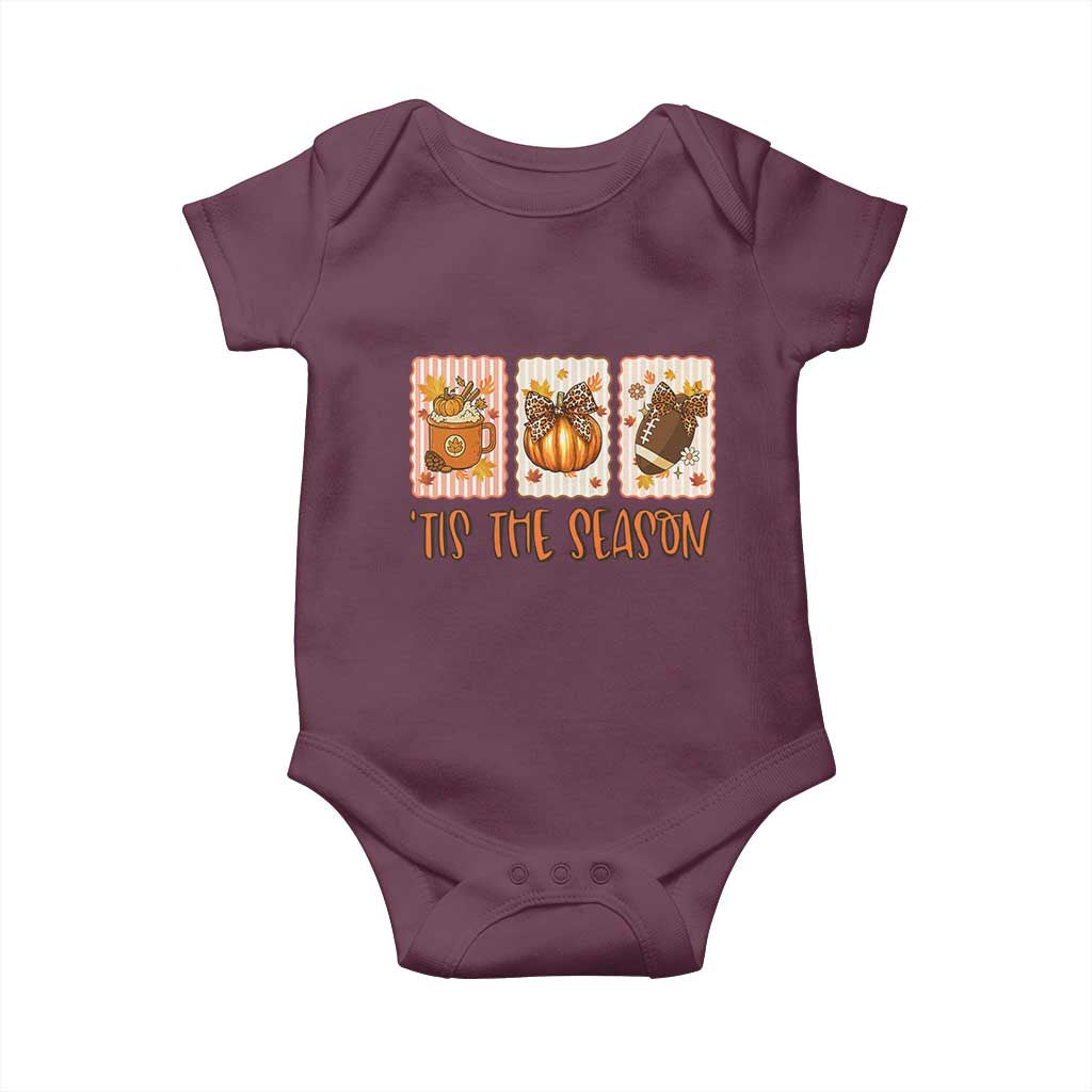 Tis The Season Fall Thanksgiving Baby Onesie American Football Pumpkin Postage Stamps - Wonder Print Shop
